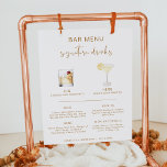 INDIE Bohemian Cocktail Signature Drink Bar Menu Poster<br><div class="desc">This signature drink and bar menu sign features an edgy handwritten burnt orange font and modern minimalist design. The watercolor graphics are handmade and 15 popular drinks are included here in this listing. Click the 'edit using design tool' button in the personalization section to see the drinks that are included....</div>