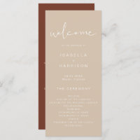 INDIE Bohemian Earth Toned Beige Wedding Programme