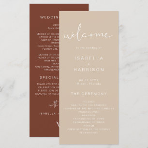 INDIE Bohemian Earth Toned Beige Wedding Programme