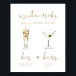 INDIE Bohemian Signature Drink Wedding Bar Poster<br><div class="desc">This printable signature drink sign template features a handwritten font and a modern minimalist design with a boho beige and white color combination. The watercolor graphics are handmade and 15 popular drinks are included here in this listing. Click the 'edit using design tool' button in the personalization section to see...</div>