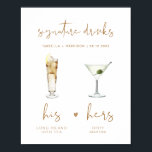 INDIE Bohemian Signature Drink Wedding Bar Poster<br><div class="desc">This printable signature drink sign template features a handwritten font and a modern minimalist design with a boho beige and white color combination. The watercolor graphics are handmade and 15 popular drinks are included here in this listing. Click the 'edit using design tool' button in the personalization section to see...</div>