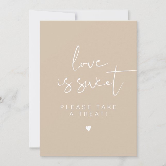 INDIE Boho Beige Cream Love is Sweet Favour Sign Invitation (Front)