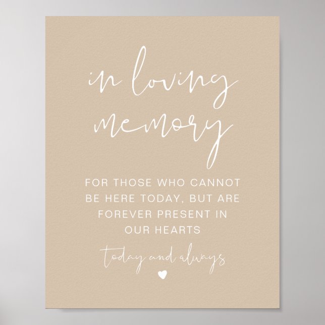 INDIE Boho Beige In Loving Memory Sign (Front)