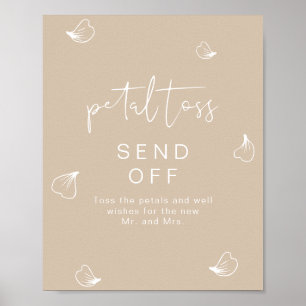INDIE Boho Beige Wedding Petal Toss Send Off  Poster