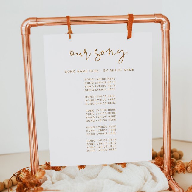INDIE Boho Burnt Orange Wedding Song Lyrics Poster (Creator Uploaded)