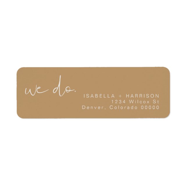 INDIE Boho Earth Toned Wedding Return Label (Front)
