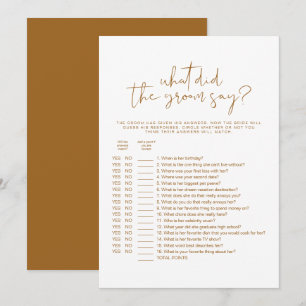 INDIE Boho What Did The Groom Say Bridal Game Invitation