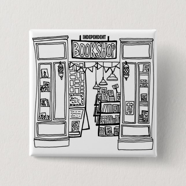 Indie Bookshop Square Badge 2 Inch Square Button (Front)