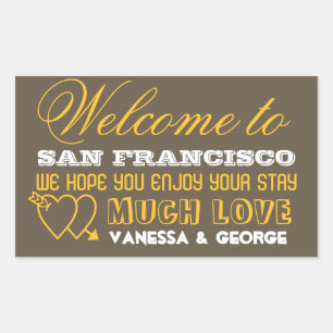 Indie hearts brown type out of town gift bag favou sticker