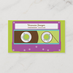 Indie Mixtapes Retro 80s Cassette Tape Pattern Business Card