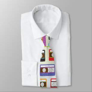 Indie Mixtapes Retro 80s Cassette Tape Pattern Tie