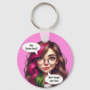 🗝 Indie’s Cheeky Smirk – Personalized Keychain