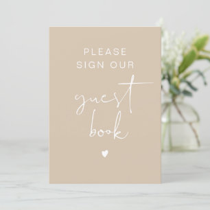 INDIE Simple Bohemian Beige Cream Guest Book Sign Invitation