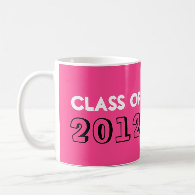 Indie style drawn on pink graduation class year coffee mug (Left)