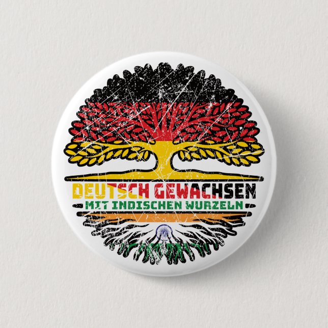 Indien Indisch Deutsch Deutschland Baum Wurzel 2 Inch Round Button (Front)