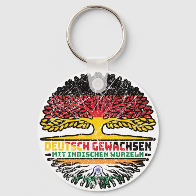 Indien Indisch Deutsch Deutschland Baum Wurzel Keychain (Front)