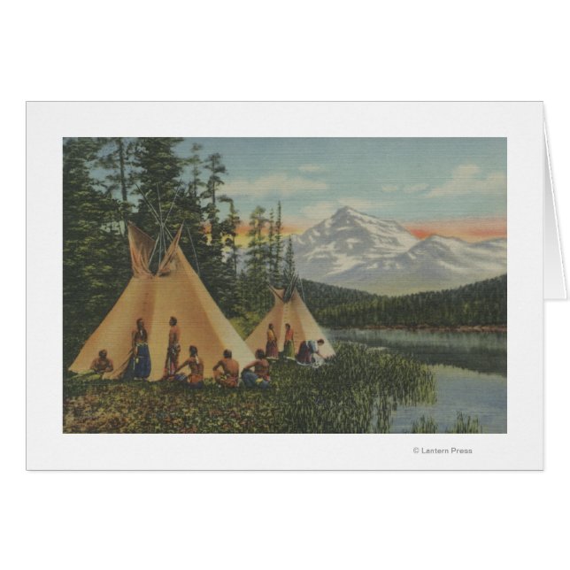 Indiens du Nord-Ouest - Deux tipis près de la mont (Devant horizontal)