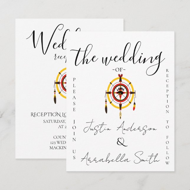 Indigenous Bear Medicine Wheel Wedding Invitation (Front/Back)