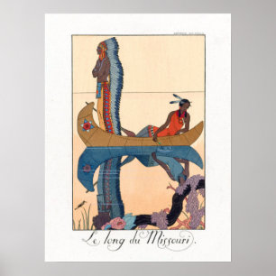 indigenous couple in a canoe poster