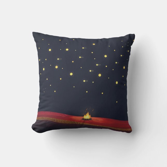 Indigenous Dot Starlit Campfire Constellation Throw Pillow (Front)