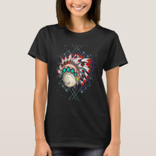 Indigenous Feathers Headdress Indian Tribe Native  T-Shirt
