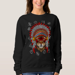 Indigenous Maine Coon Native American Cat Indian H Sweatshirt