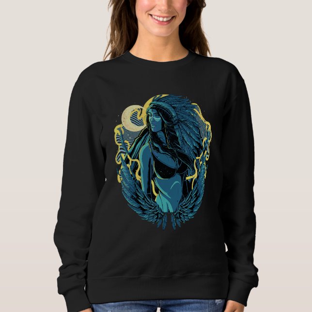Indigenous Native American Indian Feather Headdres Sweatshirt (Front)