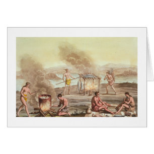 Indigenous natives from Florida preparing and cook