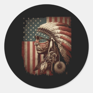 Indigenous People Tribal Cg Native American Indian Classic Round Sticker