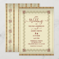 Indigenous Tribal Cream Dark Red & Brown Wedding