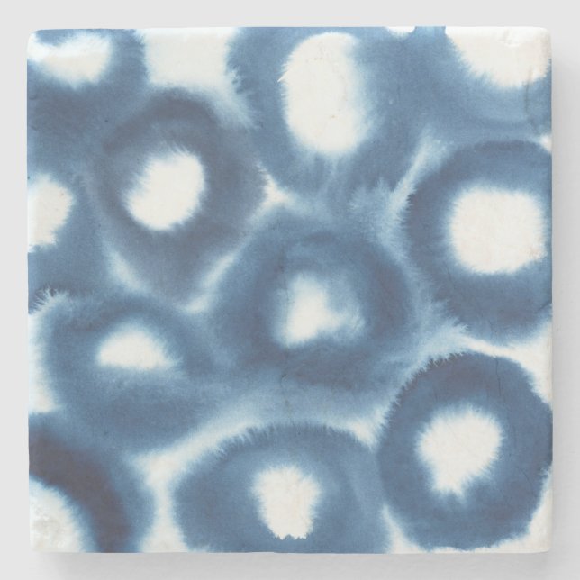 Indigio Watercolor Print Circles Stone Coaster (Front)