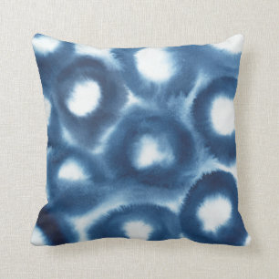 Indigio Watercolor Print Circles Throw Pillow