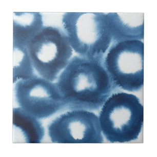 Indigio Watercolor Print Circles Tile