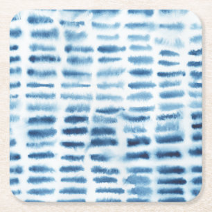 Indigio Watercolor Print Square Paper Coaster