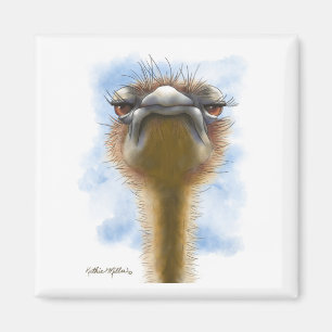 Indignant Ostrich Cartoon Magnet