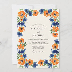 Indigo Amber Wildflower Wedding Invitation