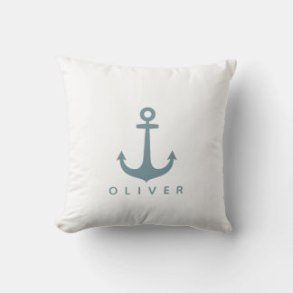 Indigo Anchor Decorative Pillow