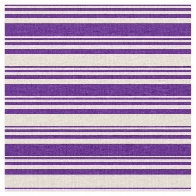 Indigo and Bisque Striped Pattern Fabric (Close Up)
