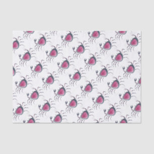 Indigo and Pink Crab Tissue Paper