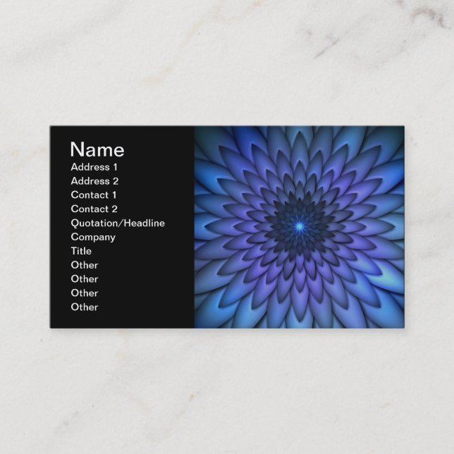 Indigo and Purple Abstract Flower Art Business Card (Front)