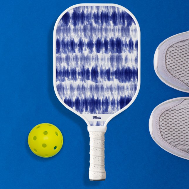Indigo and White Boho Chic Shibori Tie-Dye Custom  Pickleball Paddle (Creator Uploaded)