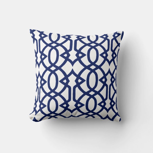 Indigo and White Throw Pillow (Front)