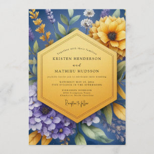 Indigo Artistic Wildflower Wedding Invitation