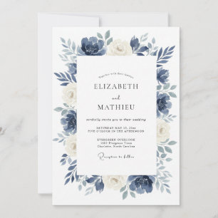 Indigo Atmospheric Winter Wedding Invitation