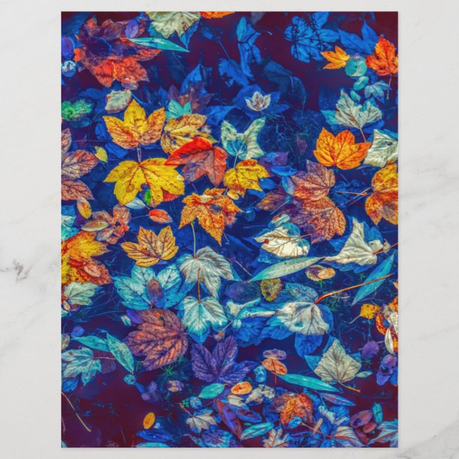 Indigo automne feuilles tourbillonnantes motif pap (Devant)