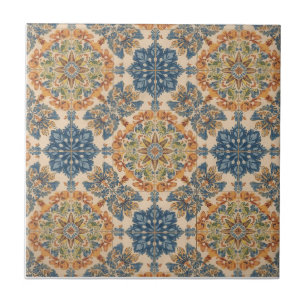 Indigo Azulejo Blue and yellow Portuguese Tile