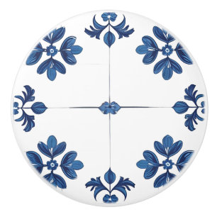 Indigo Azulejo Blue Portuguese Lisbon Decorative Ceramic Knob