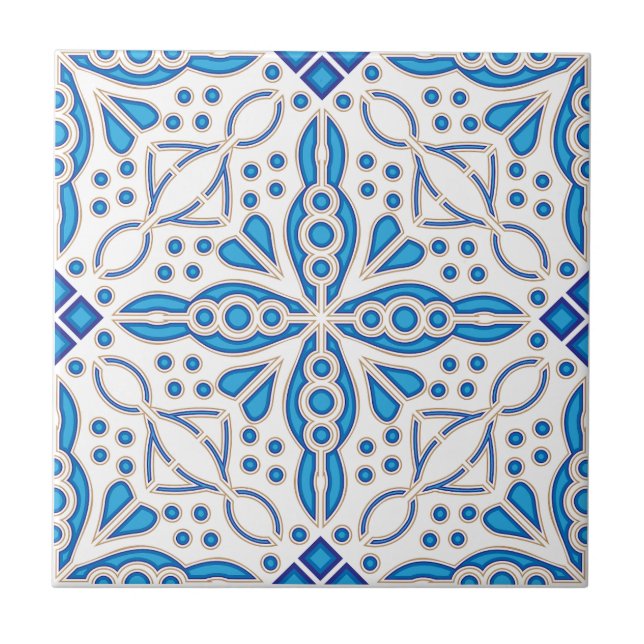 Indigo Azulejo Blue Portuguese Lisbon Decorative  Tile (Front)