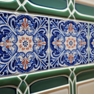 Indigo Azulejo Blue Portuguese Lisbon Duotone Tile