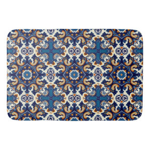 Indigo Azulejo Blue Portuguese Lisbon Talavera Bath Mat